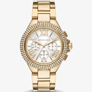 Authentic Michael KORS Oversized Camille Pavé Gold-Tone Watch